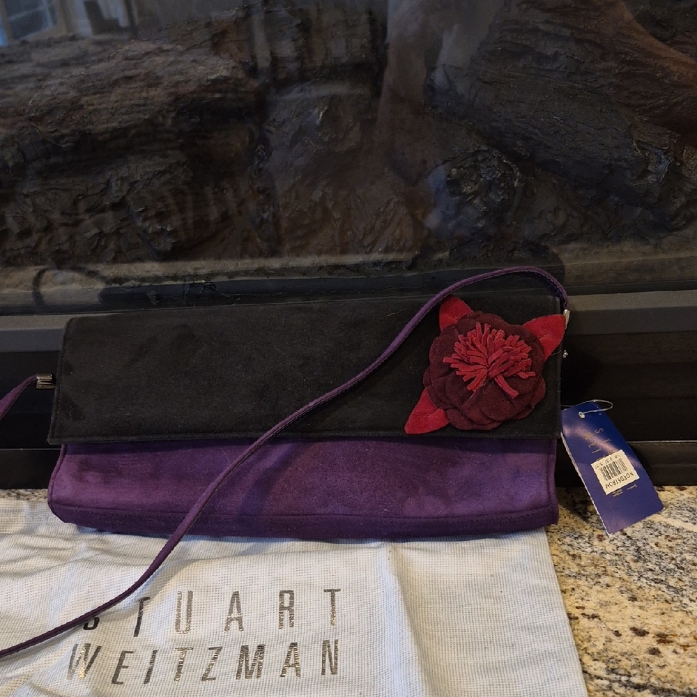 STUART WEITZMAN Vintage 2005 Suede Samphandha Suede Clutch Bag